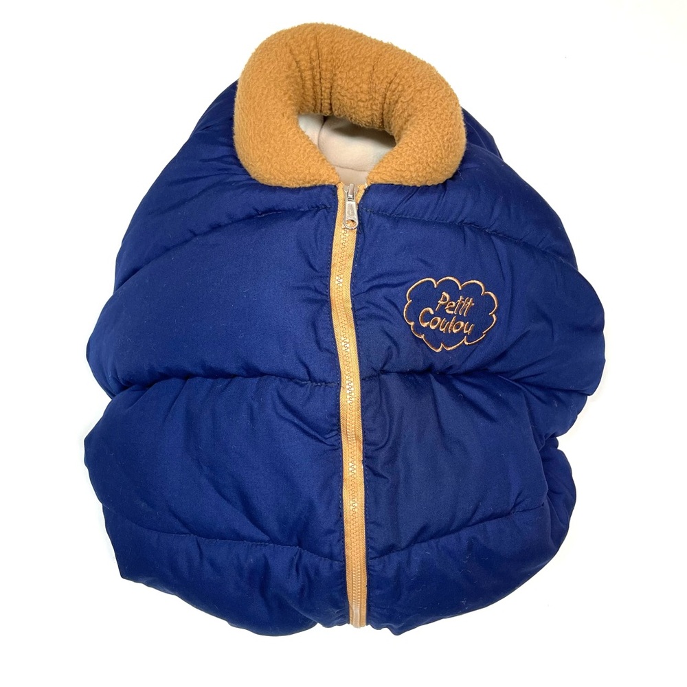 Petite Coulou  Cozy Protective Winter Carseat Cover, Blue/Tan